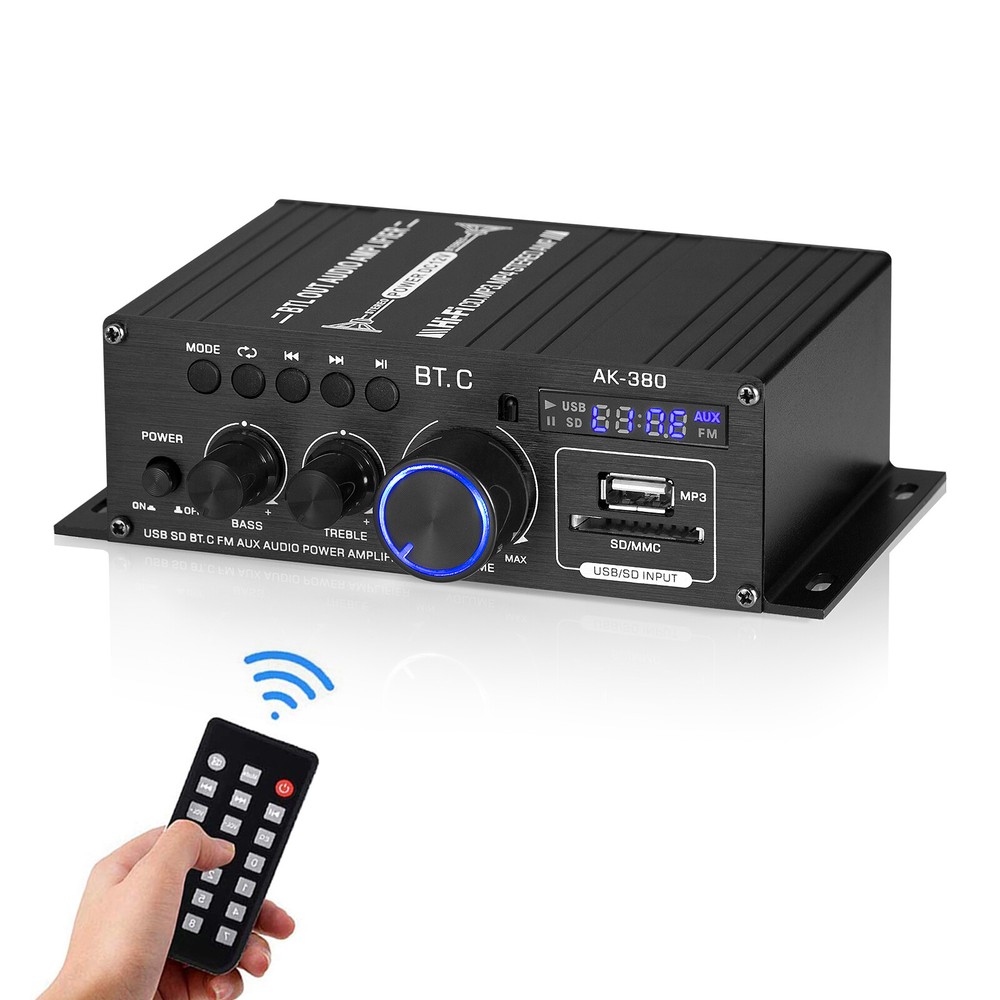 AK380 Bluetooth Audio Power Amplifier Speaker Receiver with U-disk/SD/FM Radio