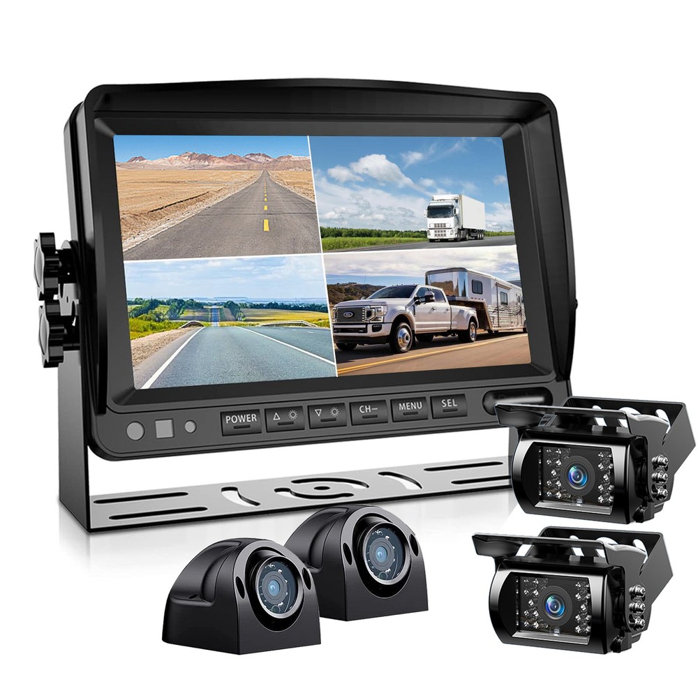 7″ Split Monitor DVR +AHD 1080P Rear View Backup Camera For Truck Bus Caravan RV