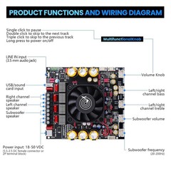 2.1 Channel Bluetooth Amplifier Board, 300W x2 Stereo Class D Home Audio Amp …