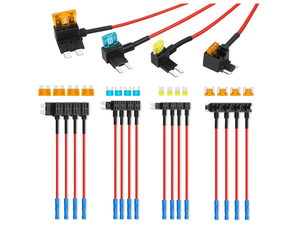 16-Pack Fuse Tap Kit – 4 Types 12V Add-A-Circuit Automotive Fuse Adapter