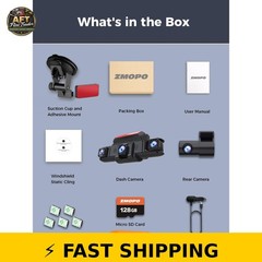 ZMOPO 4 Channel Dash Cam 1080P GPS 5G WiFi Night Vision with 128GB Card