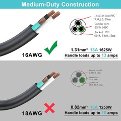 1FT Right Angle Computer Power Cord – NEMA 5-15 Plug to IEC C13 1FT, Black
