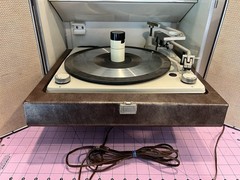 GE VINTAGE TRIMLINE 400 PORTABLE TURNTABLE AMP SPEAKERS SUITCASE Black Chestnut