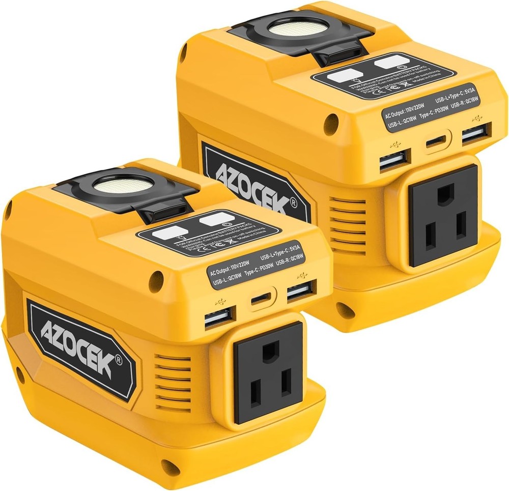 220W Power Inverters 2-Pack，DC 20V to 110V AC Compatible with Dewalt 20V Battery