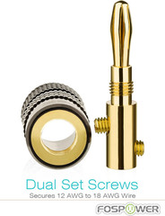 Fospower Banana Plugs 12 Pairs / 24 Pcs, Closed Screw 24K Gold Plated Speaker Pl