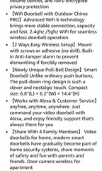 Wireless Solar Video Doorbell Camera Chime Pro, 2K Wide-Angle,WiFi,NO FEES,Alexa