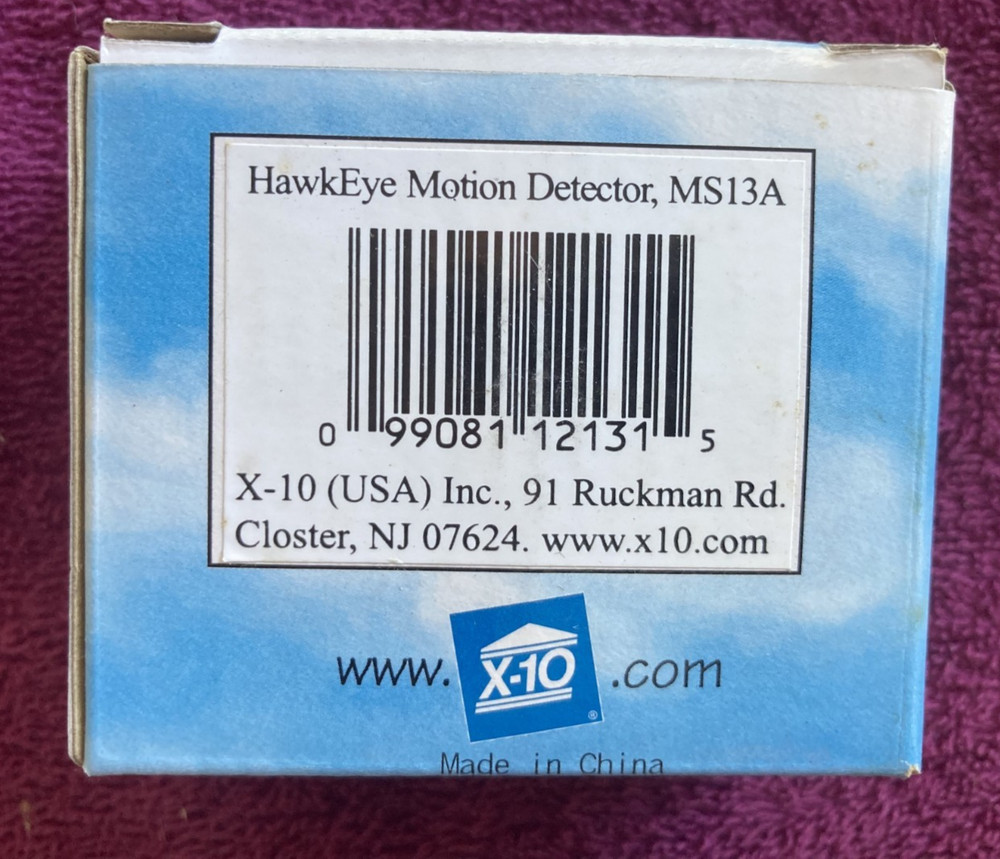 X-10 Powerhouse Hawkeye Motion Detector MS13A 