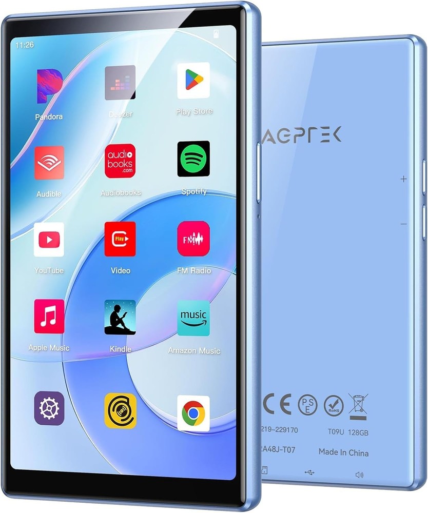 AGPTEK T09U 128GB MP3 Player Bluetooth WiFi 5″ Full Touch Screen Andriod 13