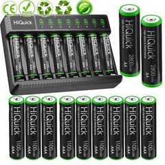 Hiquick 1100/2800mAh AAA AA Rechargeable Batteries 1.2V / 8 Slots Charger Lot