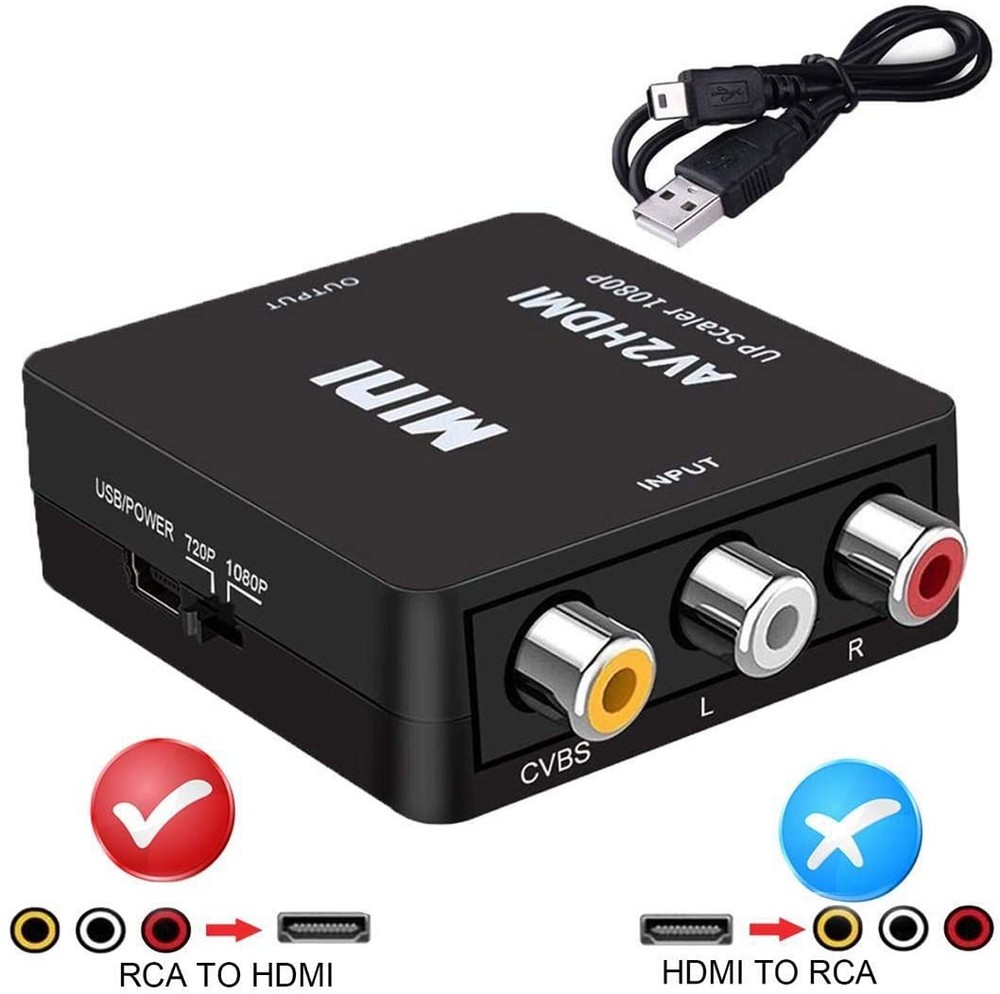 Mini Composite AV RCA CVBS to HDMI Video Converter Adapter 720p 1080p Upscaler