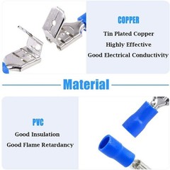 50pcs Vinyl Insulated Piggyback 6.3mm Spade Terminals 16-14AWG Wire Connector US