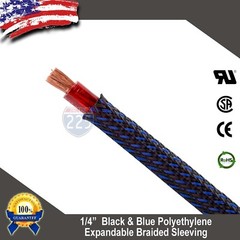 50 FT 1/4″ Black Blue Expandable Wire Sleeving Sheathing Braided Loom Tubing US