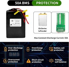 BtrPower 36V Battery Pack 25Ah Lithium LiFePO4 for Bicycle Motor E_Bik,e 50A BMS