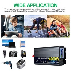 2000W 3000W 4000W Pure Sine Wave Power Inverter 12V 24V DC to 110V 120V AC