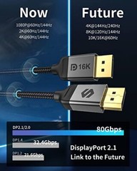 DisplayPort Cable 2.1 [VESA Certified], DP 2.1 Cable [16K60Hz, 8K120Hz, 4K240…
