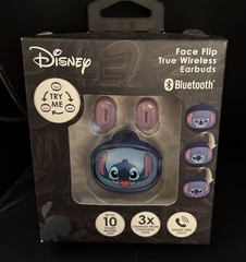 Disney STITCH Face Flip True Wireless Earbuds, up to 10 hours of battery life