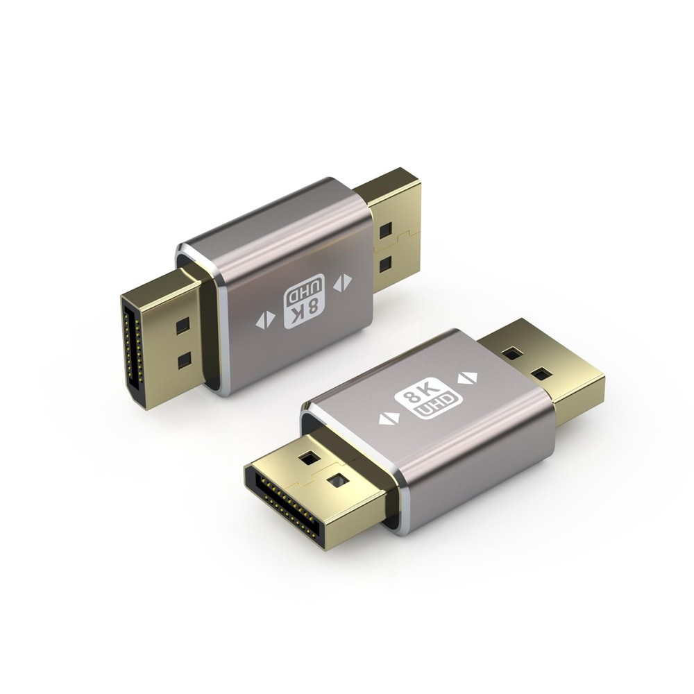 2 Pack 8K DisplayPort Male to Male Adapter 180 Degree DP Connector for TV