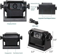 EWAY WiFi Magnetic Hitch Wireless Backup Rear/Front View Camera Black