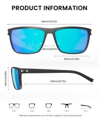 CIFOYA Sunglasses-Men Medium, Black + Ice Blue + Dark + Red + Brown
