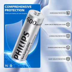 Philips 8Pcs 1.5V AA Li-ion Rechargeable Batteries 3600mWh Lithium High Capacity