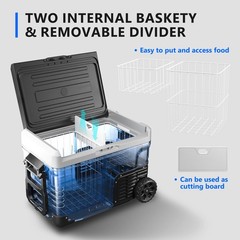 12V Car Refrigerator Electric Cooler DC/AC, -4℉~68℉, Freezer Cooler with Wheels
