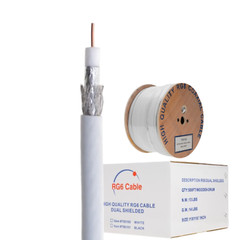 RG6 Coaxial Cable 500ft 18AWG Dual Shield Outdoor White Coax 3GHz Satellite TV