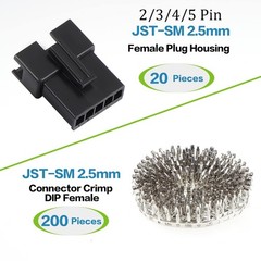 OCR 2.5mm Pitch JST SM Connector 2 3 4 5 Pin Male/ Female Housing Plug Connec…