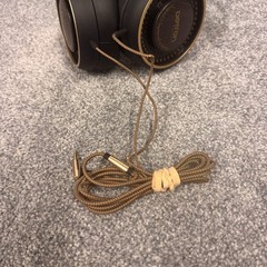 Betron Over-Ear Wired Headphones – Black & Gold with Wood Grain Design