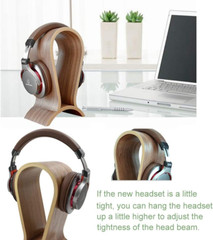 Headphone Wooden Headset Stand For Desk Gaming Music Headphone Holder Walnut New