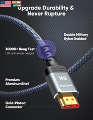 10K 8K HDMI 2.1 Cable 2-Pack 6.6FT, Certified 48Gbps Ultra High Speed Slim HDMI