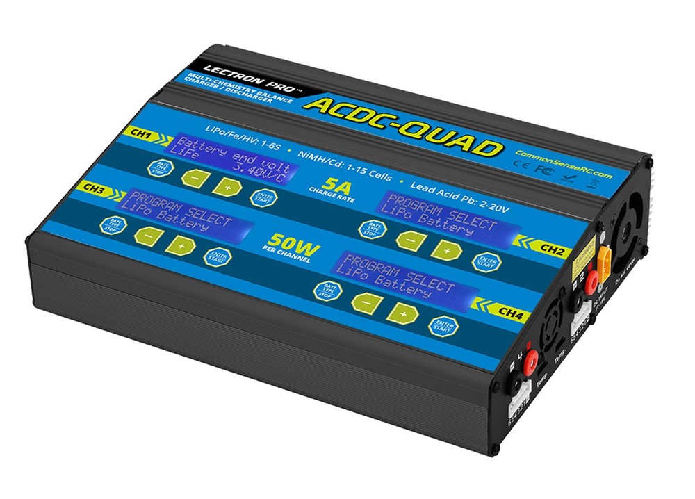 Common Sense RC ACDC-QUAD Four-Port Balancing Charger for Lithium & NiMH Batteri