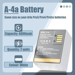 2-Pack Batteries with LCD Charger for Arlo Ultra 2,Pro 4,5S 2K Cameras VMA5400