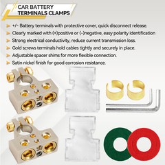 2 Car Battery Universal Terminal Connector Top Post Positive Negative Heavy Duty