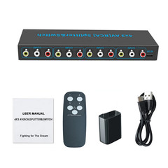 4 in 3 out AV Audio Video L/R Stereo Selector Box 4 Way RCA Switch Splitter Box