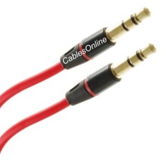 4ft 3.5mm (1/8″) Stereo TRS Male to Male Flexible Red Audio Cable, AV-104RD