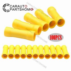 100Pcs 12-10 Gauge Insulated Butt Wire Connectors Crimp Splice Terminals Yellow