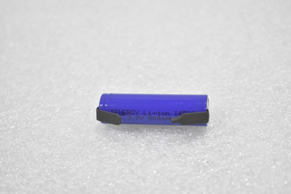 TENERGY 14500 LI-ION CYLINDRICAL FLAT TOP RECHARGEABLE BATTERY, TABS, (LOT OF 4)