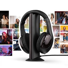 5 in 1 Wireless TV Headphone with RF Transmitter Hi-Fi Over-Ear Headset G7L5