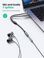 Headphone Splitter Adapter 3.5mm 2 Male to Female Y Cable for PC Laptop Gaming