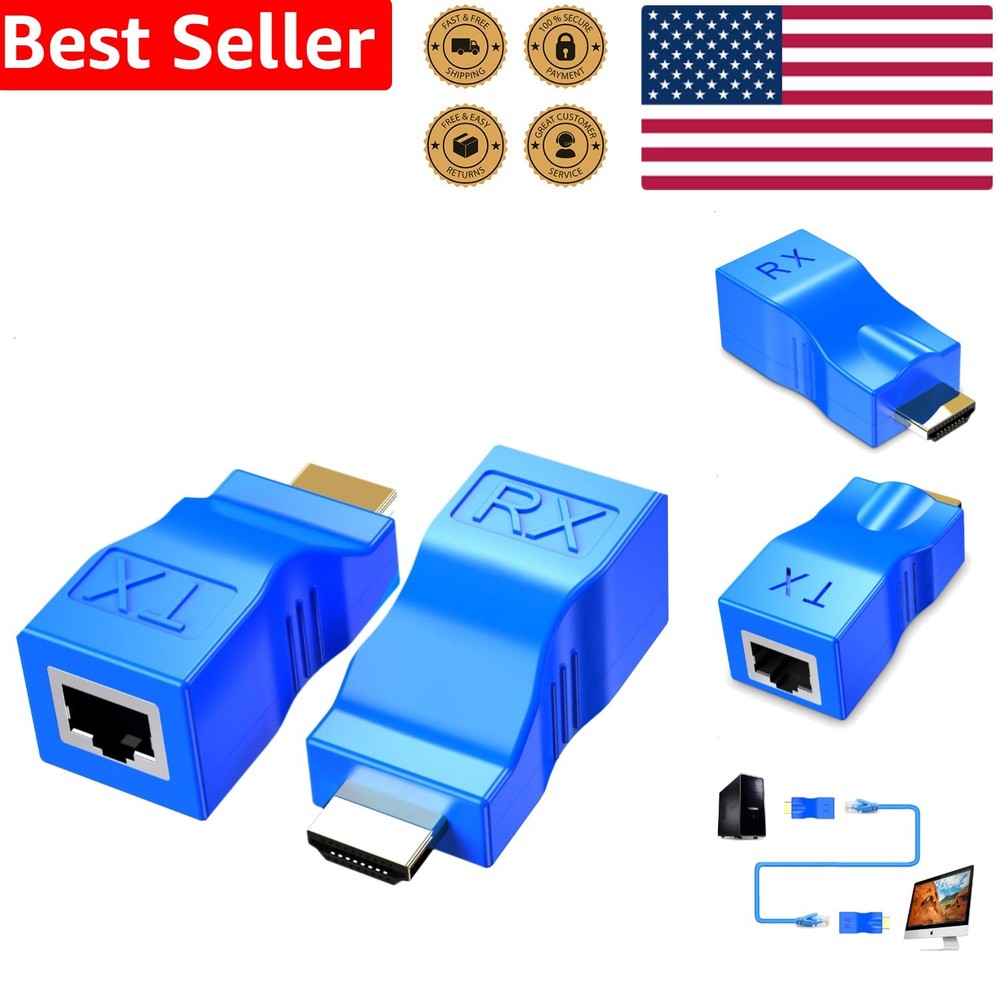 HDMI Extender Repeater Transmitter Receiver Pair Cat6 Cable 1080p Up To 30m