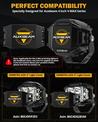 Auxbeam V-max 4″ LED Pods Work Lights Bar Cube Driving Lamp + Black Amber Covers