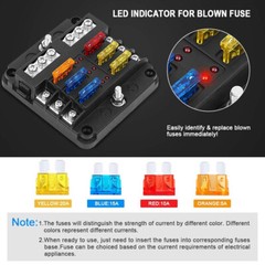 6 Way Auto LED Blade Fuse Box Block Holder 12V 24V Car Power Distribution Relay