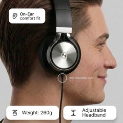 Wired On-Ear Headphones with Mic – Noise Isolating, Foldable, 3.5mm Aux Jack