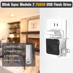 256GB USB Flash Drive, Outlet Wall Mount Holder for Blink Sync Module 2 with Sho