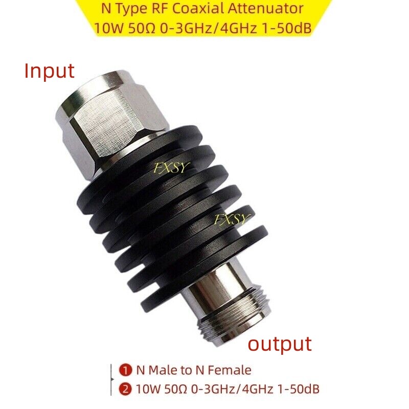 N Type Coaxial Attenuator 10W 50Ω 0-3GHz/4GHz 1/2/3/5/6/10/15/20/25/30/40/50dB