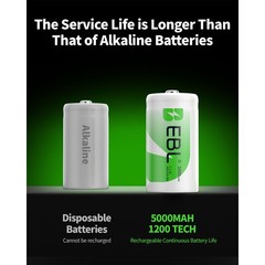 EBL Professional C Size Cell Rechargeable Batteries NIMH 1.2V 500Omah Lot