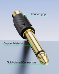 RCA To 1/4″ Audio Adapter 6.35Mm Mono Plug Male To RCA Female Connectors 6 Pack