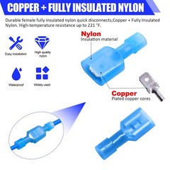 100/500Pcs 16-14 AWG Insulated Male Female Spade Terminals Crimp Wire Connectors