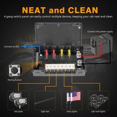 4/6/8 Gang Wireless Switch Panel Circuit Control Box LED Light Bar Truck Offroad