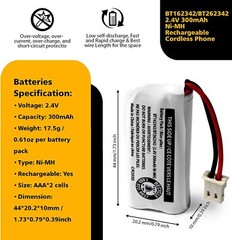 3-Pack Genuine VTech BT162342/BT262342 2.4V 300mAh Cordless Phone Battery Packs